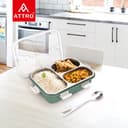 Attro Bento 3 Compartment Stainless Steel Lunch Box with Steel Spoon, Heating & Water Insulation Design for Office, School & Travelling, 750ml- Light Green 4