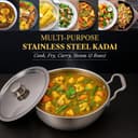 SOLARA Sterra Stainless Steel Kadai/Kadhai with Lid, 22cm/8.6 inch, 2.3Ltr, Induction Base Friendly, 3-Layer Triply Thick Sandwich Bottom, 100% Toxin-Free, No Chemical Coating 3