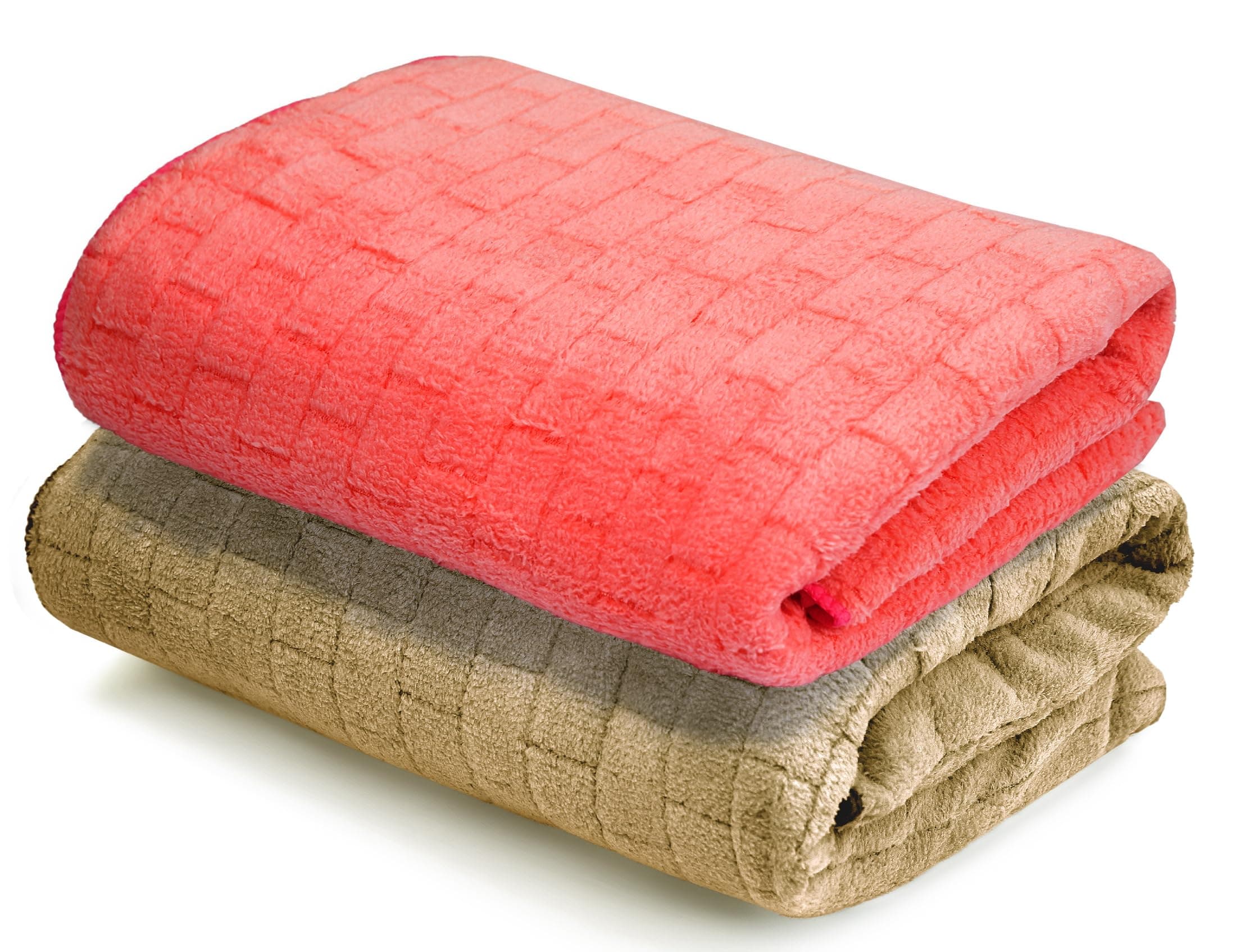 Cortina Solid Towels for Bath Set of 2 (70 x 140 cm) 300 GSM Microfiber Bath Towels, Ultra Soft, Highly Absorbent & Quick Dry for Gym, Beach & Bathroom Towels for Men, Women & Kids (Marron/Beige)