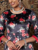 Shae by SASSAFRAS Women Floral Velvet Kurta With Palazzo Pants 2