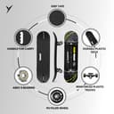 Jaspo Polyurethane Hurricane Ollie Spiral Fiber Composite Skateboard for Age Group Above 10 Years with 100 Kg Weight Handling Capacity (31X8 Inch, Black) UK 3