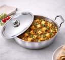 SOLARA Sterra Stainless Steel Kadai/Kadhai with Lid, 22cm/8.6 inch, 2.3Ltr, Induction Base Friendly, 3-Layer Triply Thick Sandwich Bottom, 100% Toxin-Free, No Chemical Coating 1