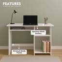 Callas Engineered Wood Computer Desk– Small Modern Writing Desk for Home Office, Bedroom, or Living Room – Sturdy & Simple Laptop Table (CB-ST-03-White) 4