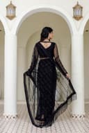Black Sequin Embellished Saree with Sheer Long Sleeves 4
