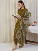 Pandadi Saree Women's Viscose Embroidery Work Kurta Pant With Dupatta 5