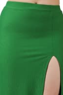 POPWINGS Casual Solid Self Design Rib Long Slit Skirt for Women - Latest Stylish Summer Skirt 4