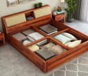 STRATA FURNITURE Sheesham Wood King Size Bed with Box Storage Wooden Double Bed Cot Bed Furniture for Bedroom Living Room Home (Honey Finish) 5