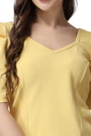 POPWINGS Casual Lime Yellow Top for Women || Cute Puff Half Sleeves Women Top for Summer || V-Neck Top for Women || Stylish Latest Western Women Tops for Summer 5