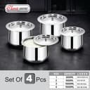 Classic Steel Stainless Steel Handi Set (4 Pcs) | 3300ml | Induction & Gas Stove Friendly | Heavy Gauge Mirror Finish Bowls for Milk, Curd & Grains | Space-Saving Nesting 2
