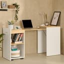 Green Soul Kyoto Foldable Study Table (2026 Edition) with Space-Saving Design, Expansive Tabletop Storage Shelves Engineered Wood Ideal for Study, Bedroom or Home Office, White & Oak 3 Year Assurance 1