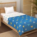 Story@Home Dohar Single Bed TC,144 100% Cotton AC Blanket for Summer 144x 220CM,150GSM Ac Comforter and AC Blanket for Summer|Blue & White Geometric Pattern Reversible Duvet Quilt,All-Season Blanket 3