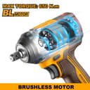 Ingco Brushless Impact Wrench, Nut-Busting Torque 650Nm, 20V Cordless 1/2 Inch Battery Impact Gun, 2200RPM with 2 PCS 4.0 Ah Battery Packs and Fast Charger 3