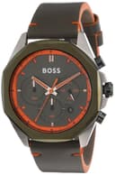 BOSS Elite Qtz Basic Calendar Silver White Round Dial Men's Watch|Brown Calfskin Material|Brown Color Band - 1514064 1