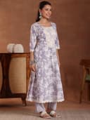 Libas Mauve Pure Cotton Printed Kurta Sets for Women | daily wear suit 3