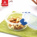 ATTRO Glassox Borosilicate Round Glass Lunch Box with PP Snap Lock Lid Food Storage Container Microwave & Freezer Safe Food-Grade Leak-Proof 400ml Set of 2, White 5