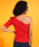 POPWINGS Women Casual Black Assymtrical One Side Sleeve Crop Top Tops for Women | Stylish Tops for Women | Trendy Tops Women 3