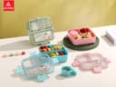 ATTRO Tasty Bite 3 Compartment Lunch Box with Small Container & Spoon BPA Free Food Grade Leak-Proof Microwave Safe Ideal for Kids-1020ml+70ml Green, Plastic 4