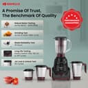 Havells Prisma 750 W 4 Jar Mixer Grinder| 3 Speed With Pulse Function| Air Vent Technology| Stainless Steel Blades| Wider Mouth Jars| Overload Protecton| 2-Year Product Warranty (Black) 2