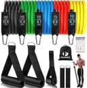 Fashnex Resistance Bands Set for Exercise, Stretching and Workout Toning Tube Kit with Foam Handles, Door Anchor, Ankle Strap and Carry Bag for Men, Women 1