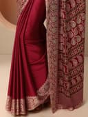 Libas Printed Satin Saree for Women With Unstitched Blouse Piece | Traditional Saree for Festive & Wedding 5