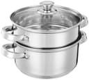 Amazon Brand - Solimo Stainless Steel Steamer with Glass Lid | Induction Base | Modak, Momo Maker | 17 x 22 x 22.4 Cm | 4L | Silver 1