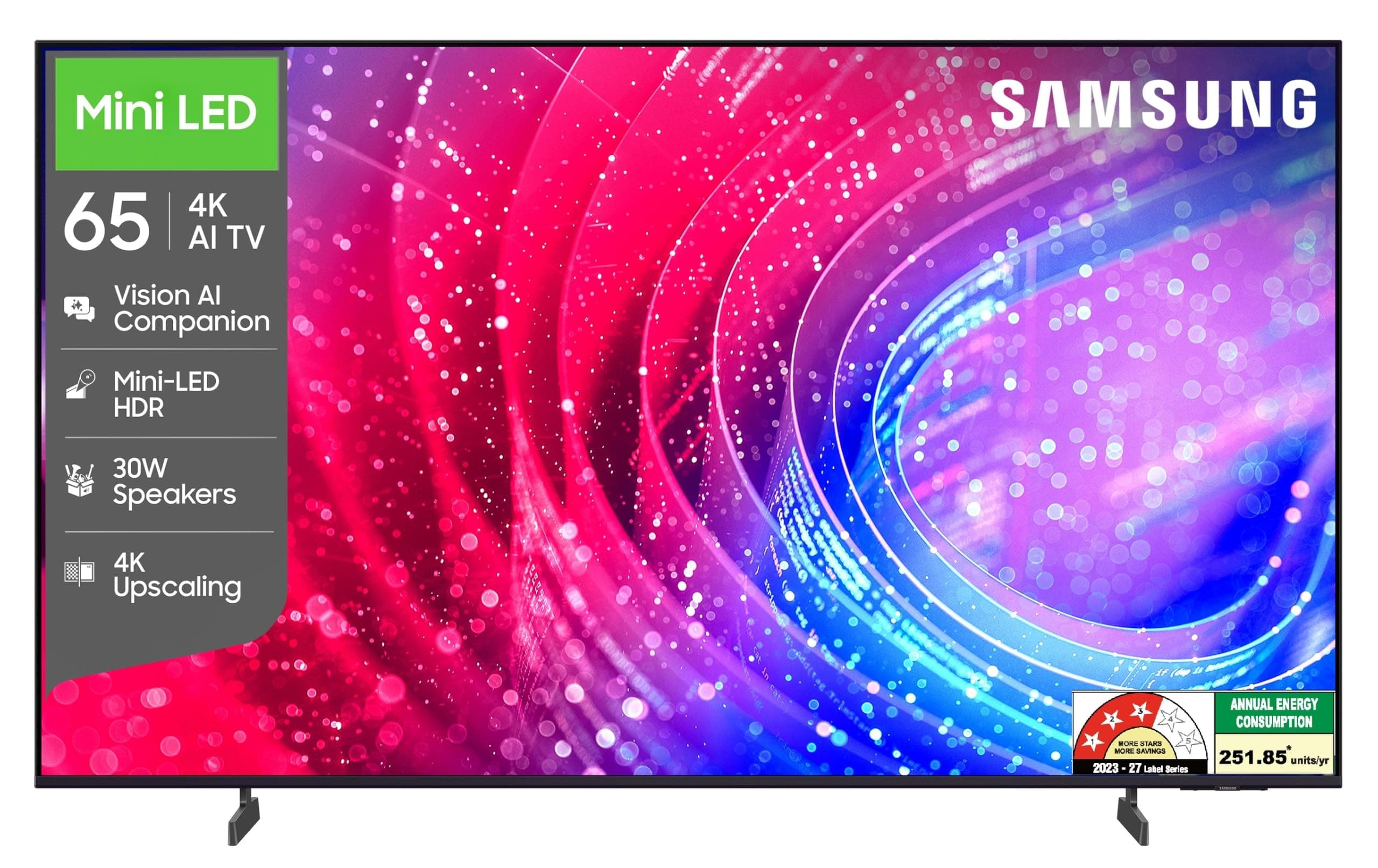 Samsung 65 inch (163cm) Mini LED 4K Vision AI 2026 Smart TV | 30W Speakers | 4K Upscaling | Mini-LED HDR | 150+ Channels | 7 Years OS Upgrade | UA65M2EHAULXL