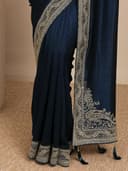 Libas Solid Georgette Saree for Women With Unstitched Blouse Piece | Traditional Saree for Party & Wedding 5
