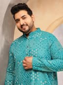 SOJANYA Plus (Since 1958) Men's Cotton Blend Sanganeri Printed Long Kurta 1