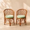 Cane Crafts Premium Antique Bamboo Chair for Lawn, Arm, Room, Indoor Outdoor | Natural Elegance: Cane Accent Chair for Stylish Living Spaces | Dust Free | Brown (Set of 2) 1