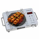 Cadlec HeatBlaze 2200W Infrared Cooktop Stove with Grill Rack for Barbecue, Crystal Glass Plate, Digital Display, Touch Control, Infrared Hot Plate (Silver) 1