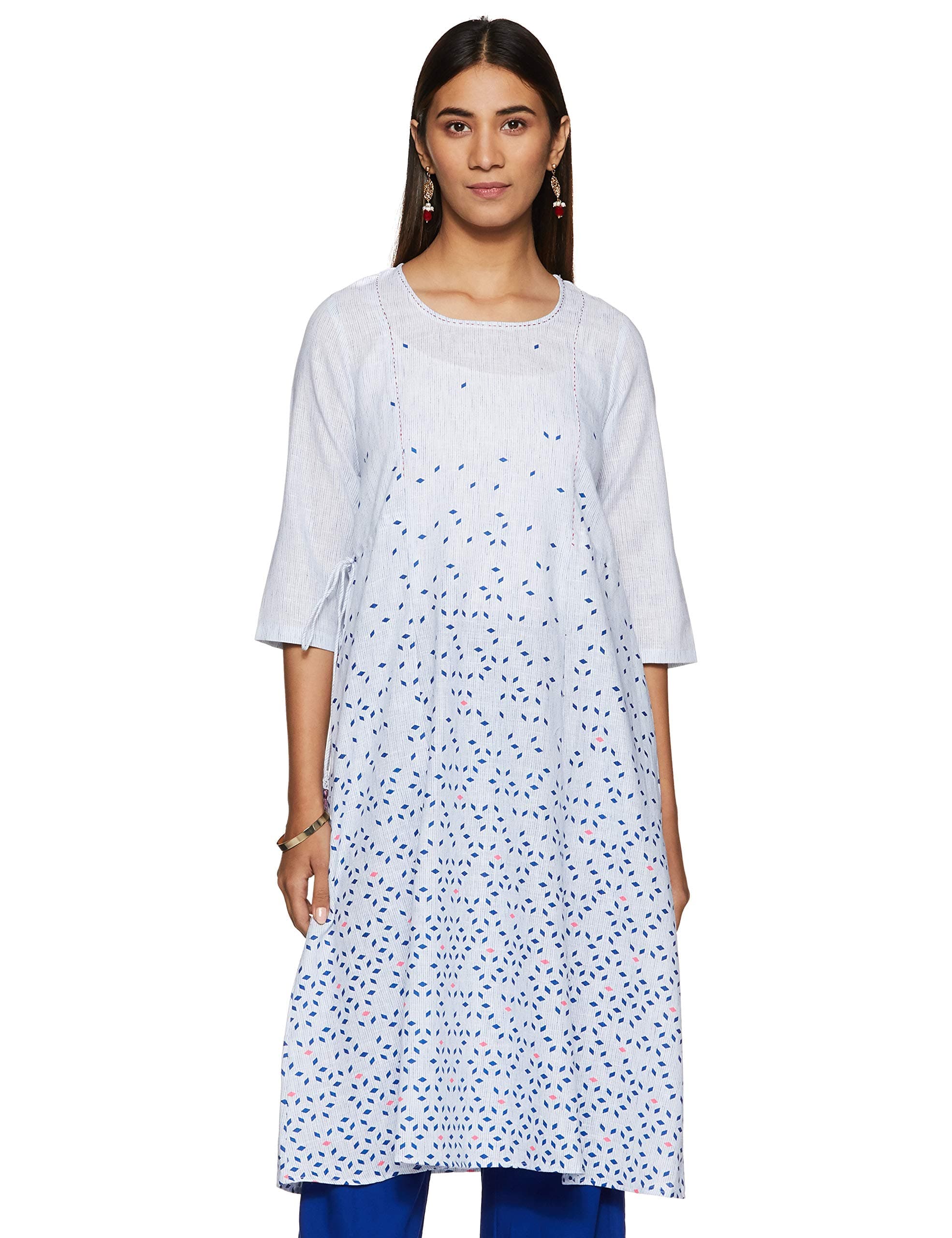 Rangriti Blue Poly Cotton A-Line Kurta