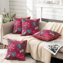 ishro home Premium Cushion Cover 16 inch x 16 inch | Luxury European Mosha Fabric | Love at First Sight Designs | Hidden Zipper | Machine Washable, Non- Fading | (2, Ruby Palace, 16 x 16 Inches) 5