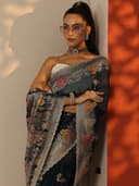 Libas Embellished Organza Saree for Women With Unstitched Blouse Piece | Traditional Saree for Party & Wedding 4