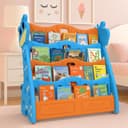 Amazon Brand - Jam & Honey Animal Theme Bookshelf for Kids|4-Tier Display Rack |Storage|Organizing|Kids Bookcase|Perfect for Home,Play-Schools,Nursery|Easy Assembly| Compact|Plastic,Blue Orange 5