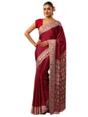 Libas Printed Satin Saree for Women With Unstitched Blouse Piece | Traditional Saree for Festive & Wedding 1