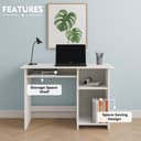 Callas Engineered Wood Computer Desk– Small Modern Writing Desk for Home Office, Bedroom, or Living Room – Sturdy & Simple Laptop Table (CB-ST-03-White) 5