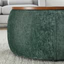 Elegent Debe Round Coffee Table with Wooden Top, Storage Ottoman Tables for Living Room, Centre Tables,Farmhouse Wood Drum Coffee OttomanTable,Multipurpose Storage Ottomans - Green 3