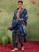 Libas Womens Printed Silk Blend Straight Kurta With Trousers and Dupatta | daily wear suit 4