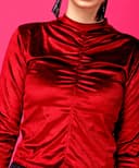 POPWINGS Casual Solid Velvet Halter Neck Full Sleeves Top for Women || Stylish Western Latest Solid Top for Women || Party Stylish Western Top for Women 3