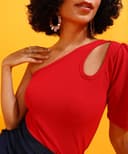 POPWINGS Women Casual Black Assymtrical One Side Sleeve Crop Top Tops for Women | Stylish Tops for Women | Trendy Tops Women 5