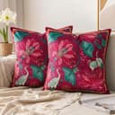 ishro home Premium Cushion Cover 16 inch x 16 inch | Luxury European Mosha Fabric | Love at First Sight Designs | Hidden Zipper | Machine Washable, Non- Fading | (2, Ruby Palace, 16 x 16 Inches) 1