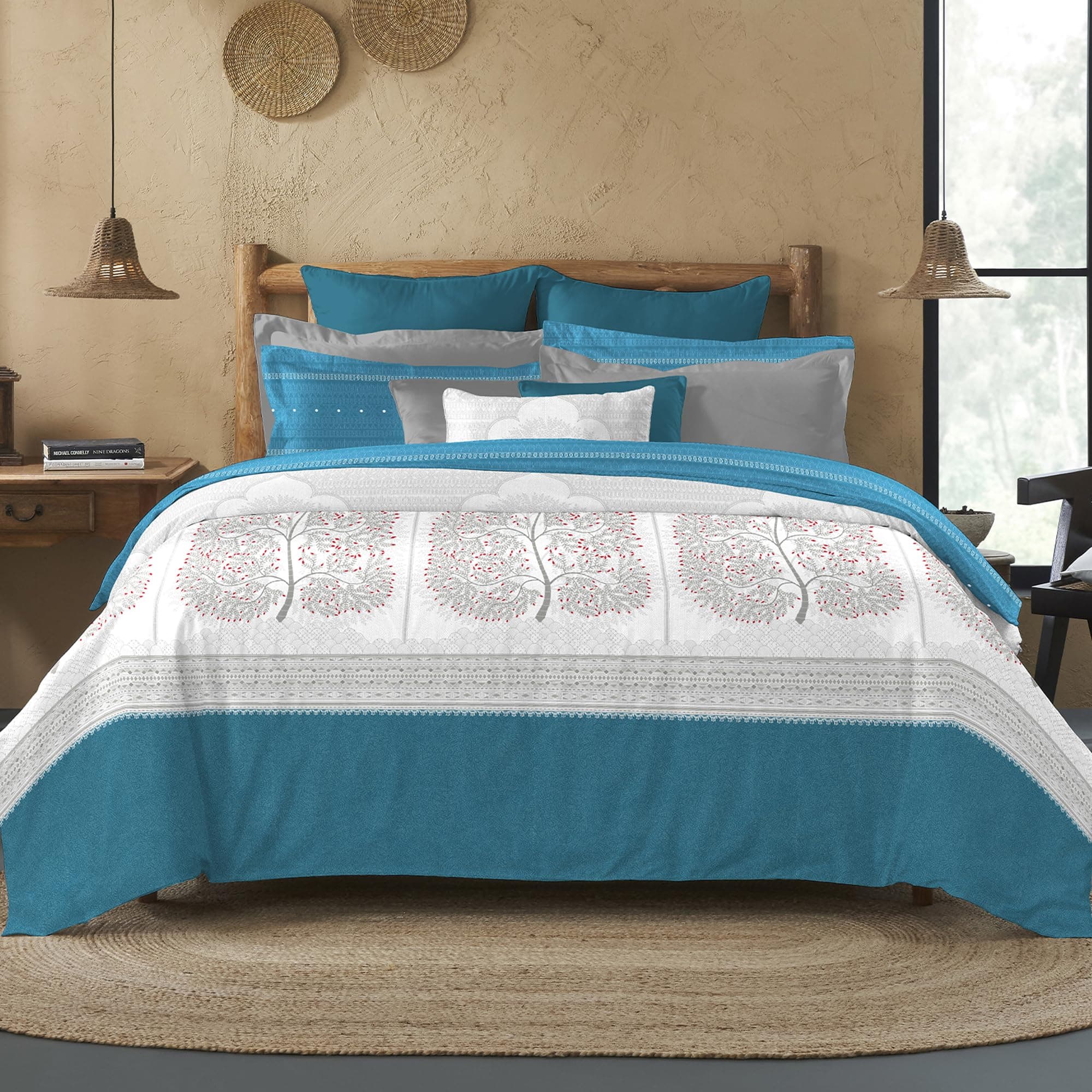 MYTRIDENT Sanskriti Cotton Bedsheet for Double Bed, Gifting Collection King Size - Gond Art Blue