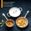 Lifelong Triply 5 piece cookware Set| Triply Kadai, Frypan, Saucepan & Tadka Pan for Cooking | 22cm Kadai (2L) & Fry Pan (1.25L) 22cm|16cm Saucepan (1.2L) & Tadka Pan 10 Cm with Common Lid (LLTPC01)|Induction and Gas Stove Compatible 2