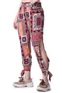 POPWINGS Casual Boho Printed Side Long Slit Trousers for Women || Summer Wear Comfortable Pull-On Women Trousers || Latest Western Relax-Fit Slit Trousers || Stylish Women Casual Trousers 3