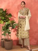 Shae by SASSAFRAS Women Geometric Print Kurta With Pencil Pants & Dupatta 2