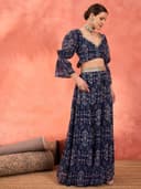 Shae by SASSAFRAS Women Floral Hem Frill Crop Top With Anarkali Skirt 3