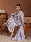 Libas Mauve Pure Cotton Printed Kurta Sets for Women | daily wear suit 2
