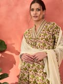 Shae by SASSAFRAS Women Geometric Print Kurta With Pencil Pants & Dupatta 4