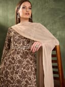 Shae by SASSAFRAS Women Floral Yoke Kurta Set With Dupatta 5