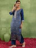 Libas Womens Printed Silk Blend Straight Kurta With Trousers and Dupatta | daily wear suit 5
